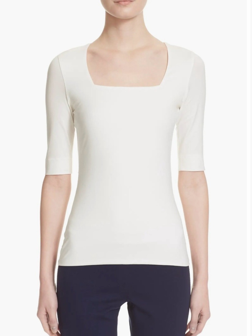 Square Neck Short Sleeve Top in Cream